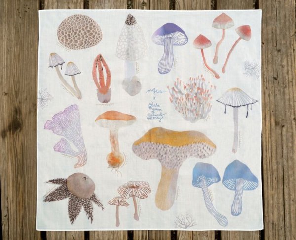 画像3: キノコの切り絵ハンカチ (3)
